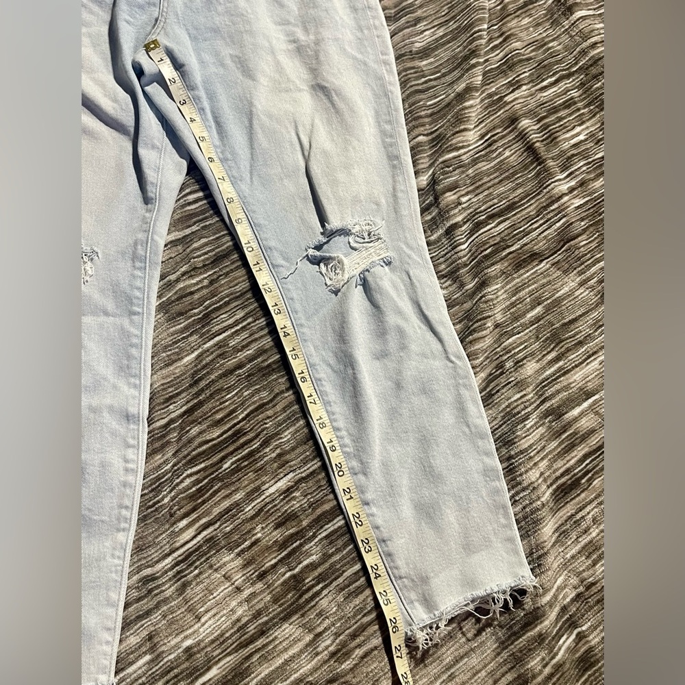 Loft Destructed Light Blue Curvy high waist ankle jeans - Picture 5 of 8